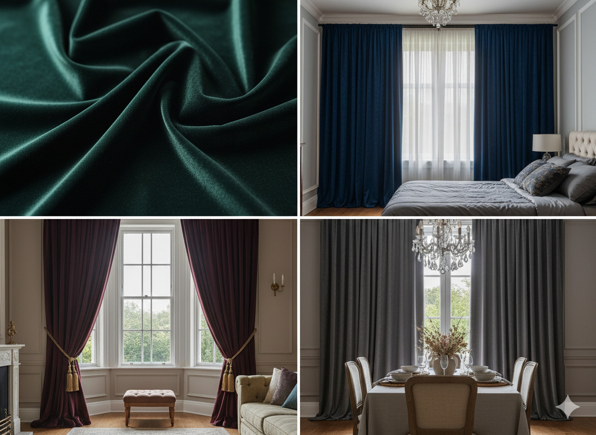 Velvet curtain material